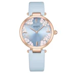 ساعت اکستری قاب رز گلد و بند آبی