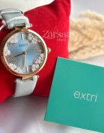 ساعت اکستری بند آبی قاب رز گلد