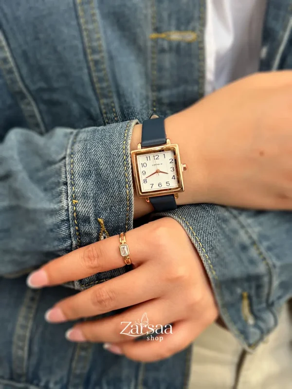 ساعت زنانه مربع بند چرمی comely