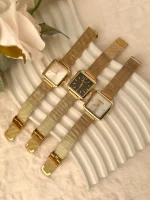 ساعت زنانه مربع بند حصیری extri