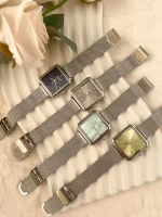 ساعت زنانه مربع بند حصیری extri