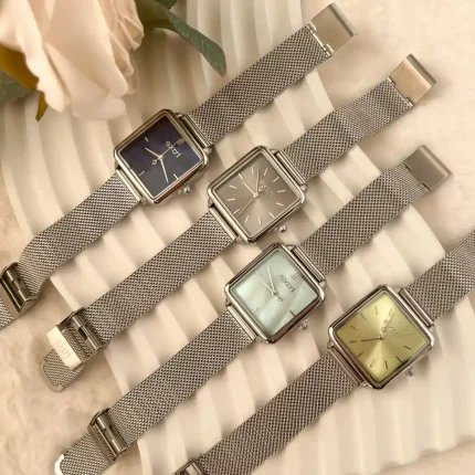 ساعت زنانه مربع بند حصیری extri