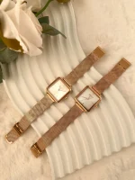 ساعت زنانه مربع بند حصیری extri