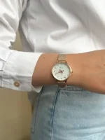 ساعت زنانه بند حصیری رزگلد kcm مدل پروانه