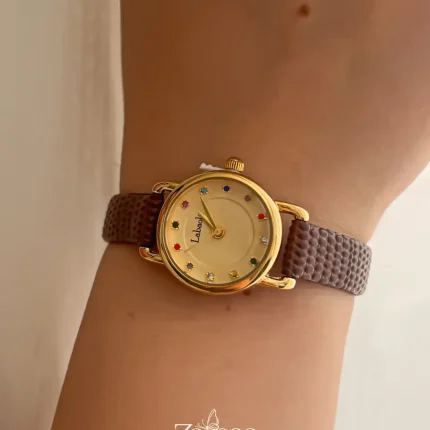 ساعت زنانه بند چرمی فانتزی موتور کوارتز