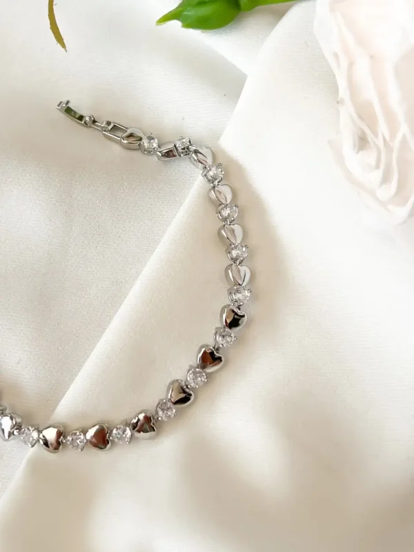 دستبند تنیسی قلبی سیلور